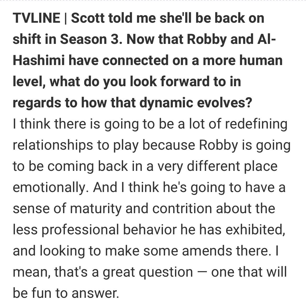 Baran’s possible arcs in season three