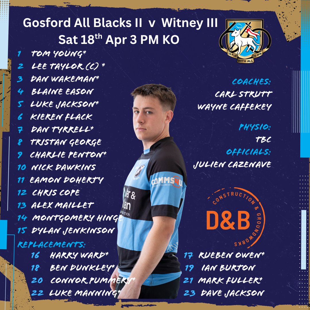 WitneyRFC's tweet photo. 🏉 Team News

Sat 18 Apr
🟦 Gosford AB II vs Barmy Army (A) 3PM
🧙‍♂️ Chinnor Walkers vs Wizards (A) 1:15PM

On the road 💙🖤
#AlwaysBlackandBlue #WitneyRFC https://t.co/rsKQ8qH2oG