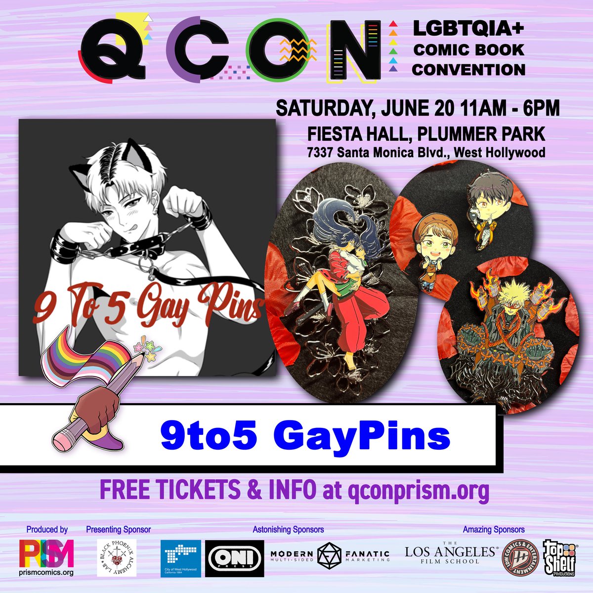QConPrism's tweet photo. We’re so excited to have 9 to 5 Gay Pins participate in this year’s fifth annual Q CON 2026!
9 to 5 Gay Pins makes high-quality enamel pins as well as stickers, charms, and standees. Their focus is on your favorite queer and non-queer fandoms. https://t.co/nBxgqzQZxP