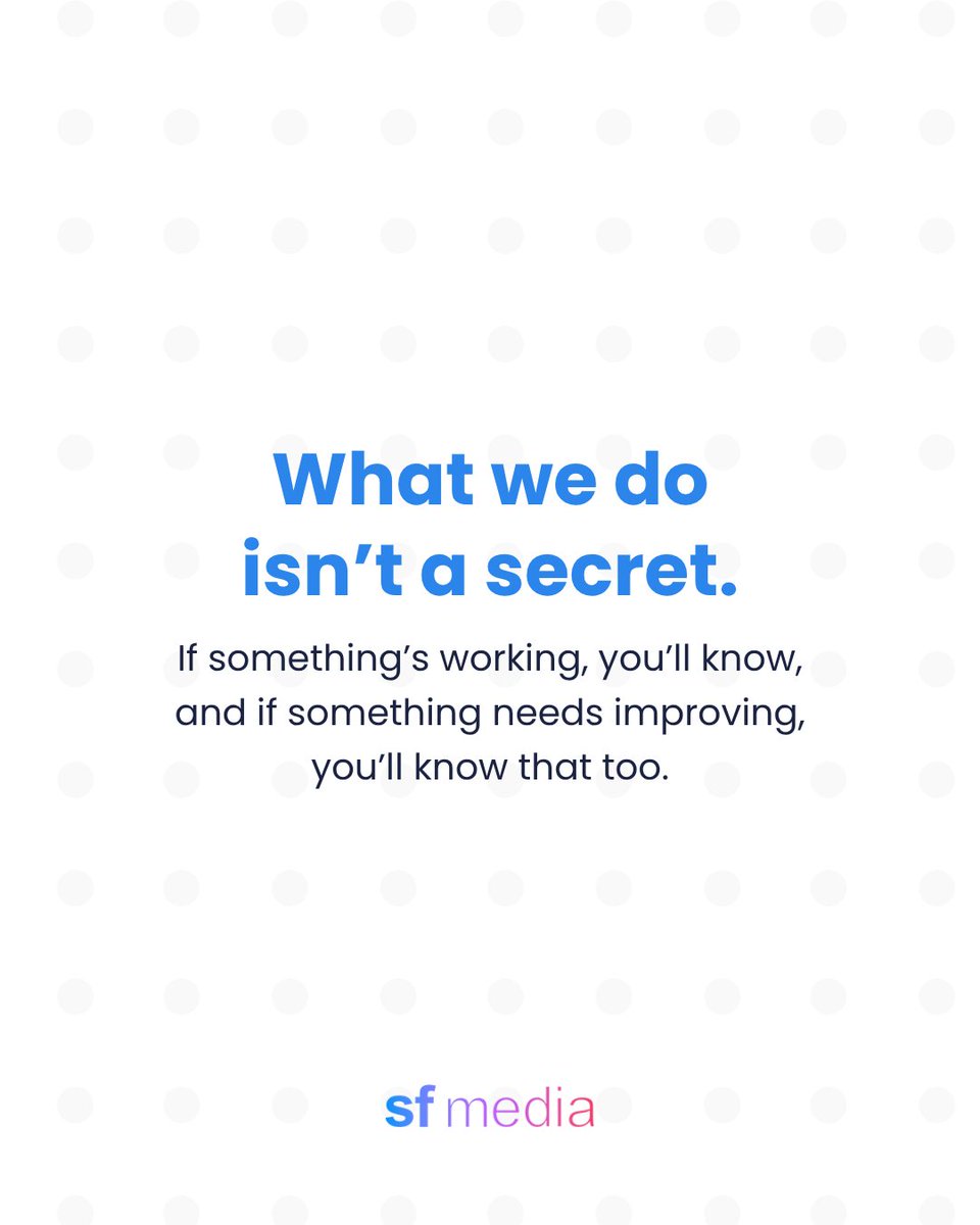sfmedia's tweet photo. One thing we really pride ourselves on is transparency.

What we do isn’t a secret. It’s built on years of experience, constant learning, and a genuine passion for getting results. The goal isn’t to confuse, it’s to move forward, together.

👉🏻 https://t.co/wwIqUeL3GC https://t.co/qZRCL28JPf