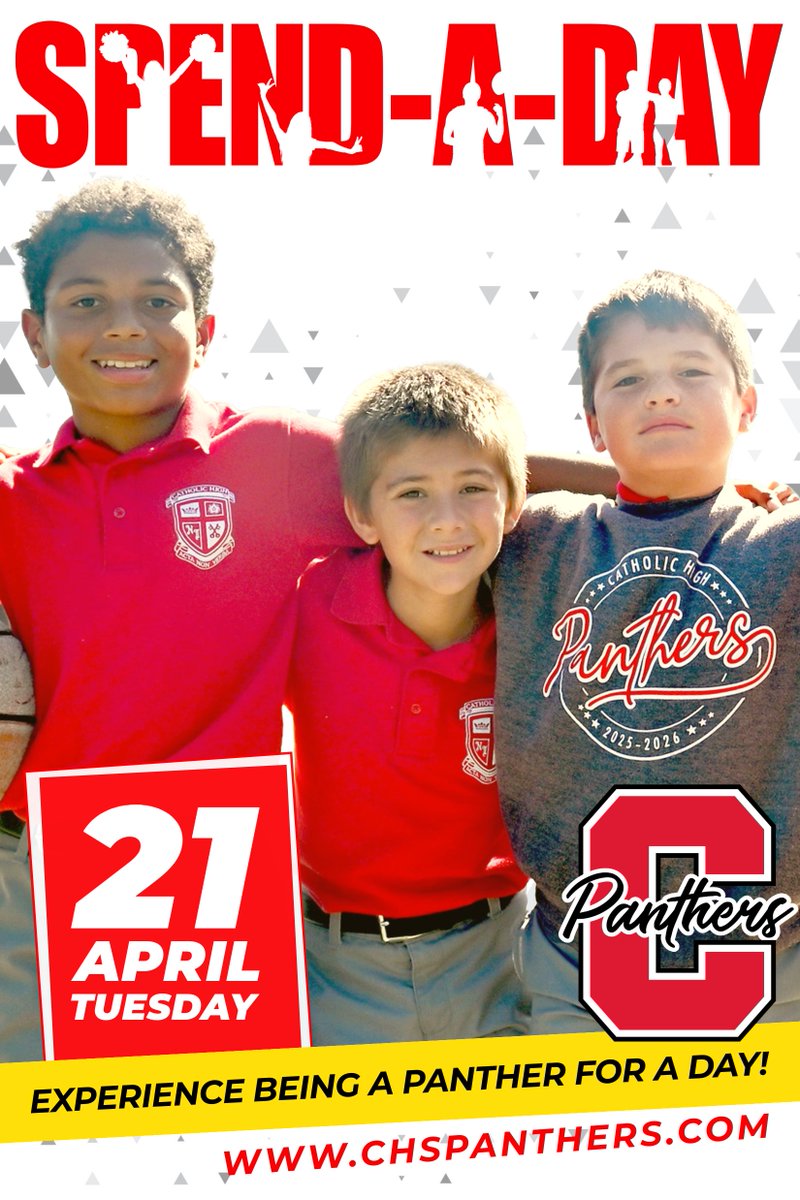 CHS_NI's tweet photo. There's still time! 🐾 Join us for Spend-A-Day at Catholic High on Tuesday, April 21st and experience a day as a Panther! Whether you’re curious about our faith, academics, clubs, or sports, this is your chance to see what makes our school so special!
https://t.co/QuwqPCVCSU https://t.co/CIMBqTE3I8
