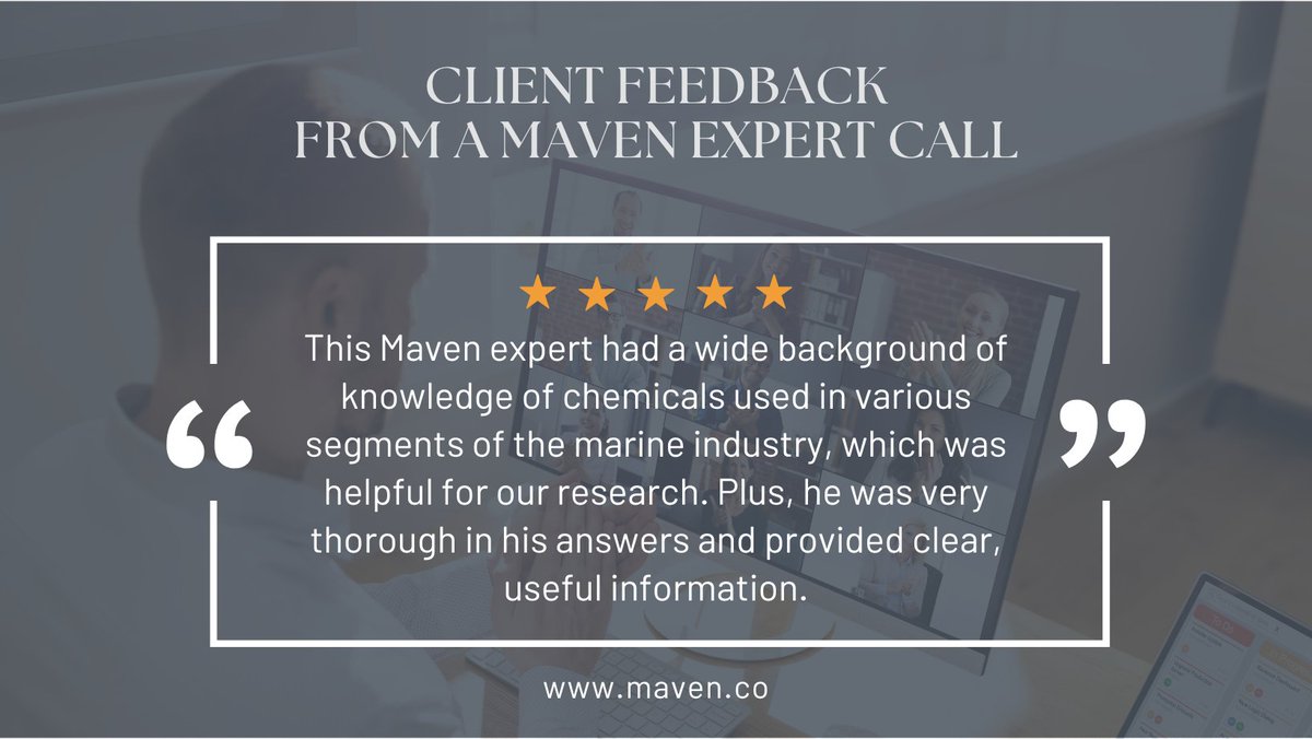 MavenRes's tweet photo. Complex questions benefit from real-world expertise.
In a recent project, a Maven expert with deep marine chemicals experience clarified technical nuances and turned ambiguity into practical direction.
Explore expert input: https://t.co/AdRjNsPefJ
#ExpertInsights https://t.co/oKHCt4LSml
