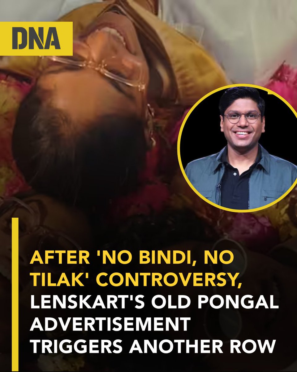 dna's tweet image. This is Lenskart Pongal ad of 2025. The models are celebrating it without Bindi and with weird costumes.

Red here :dnaindia.com/india/report-a…

#DNAUpdates | #Lenskart | #Controversy