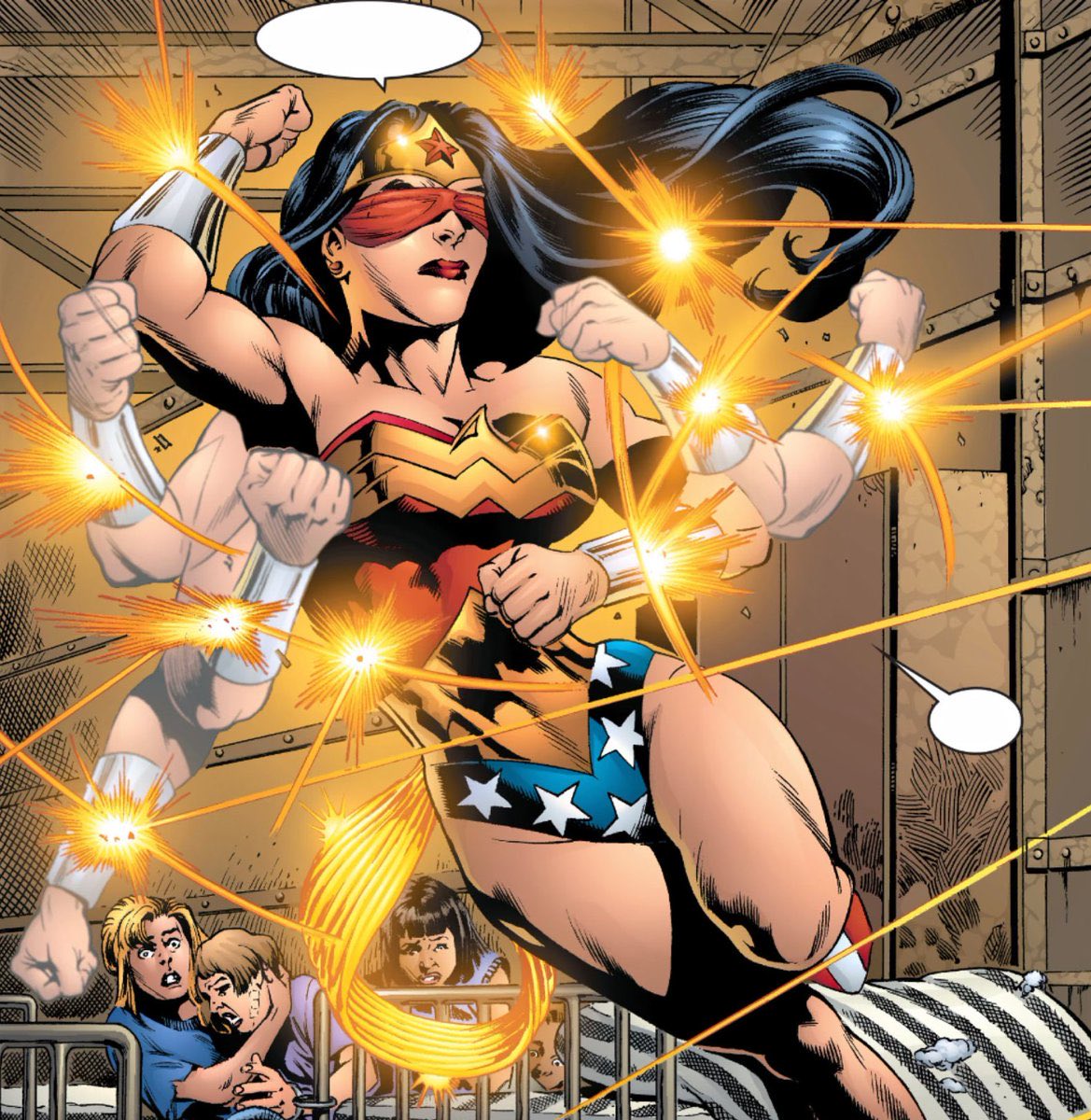 In my opinion, I think Diana should be heavily resistant to bullets but it still kinda stings and may begin to bruise if in the same spot repeatedly which justifies her still blocking them with the bracelets