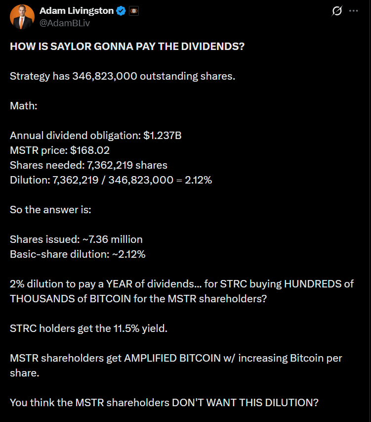 Cant make this up...This guy spends all day promoting how big STRC is going to be then doesn't incorporate $STRC growth into his formula...His calculations assume zero STRC growth and are a static snapshot when its almost doubled its notional from 3.4B to 6.35B in 2 months,