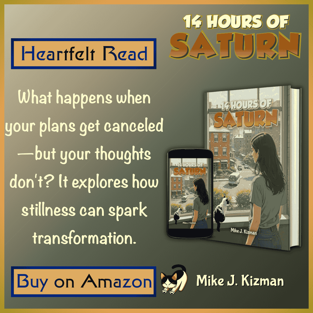 Kbookbuzz's tweet image. READ IT NEXT - '14 Hours of Saturn' is a reflective, character-driven novel that unfolds over the course of a single rainy Saturday. Spend one unforgettable day inside the mind of Saturn O Syres. #ComingOfAge #Fiction @MikeJKizmanaut amazon.com/dp/1966642822/
