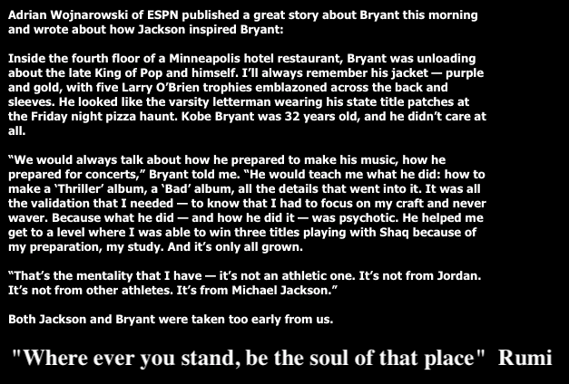 MJJJusticePrjct's tweet image. Kobe Bryant considered Michael Jackson to be his mentor.  Think that over .. #immortality #talent #perseverance #dedication #legends