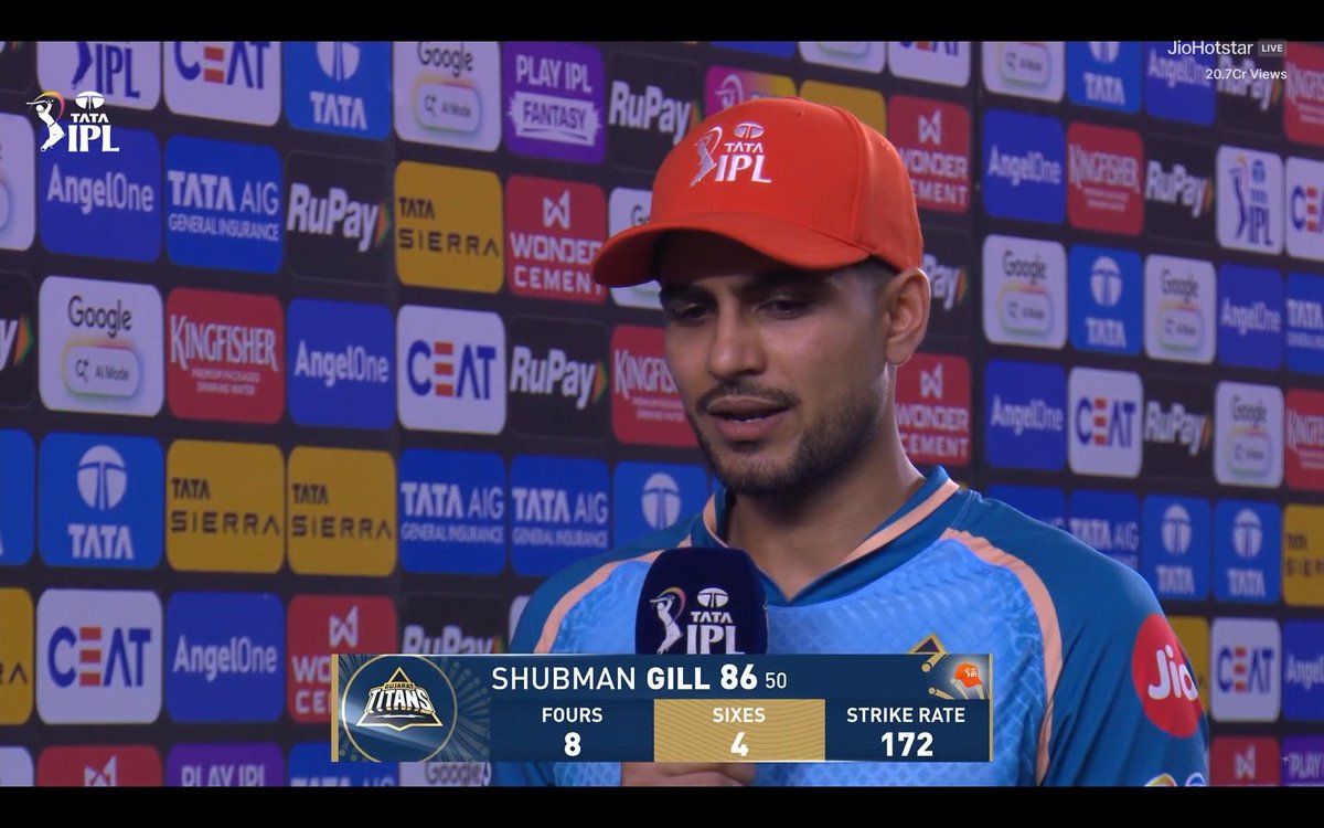 - Fifty.
- Player of the match.
- Orange Cap.
- Three consecutive wins.

THIS IS CAPTAIN SHUBMAN GILL ERA 🫡