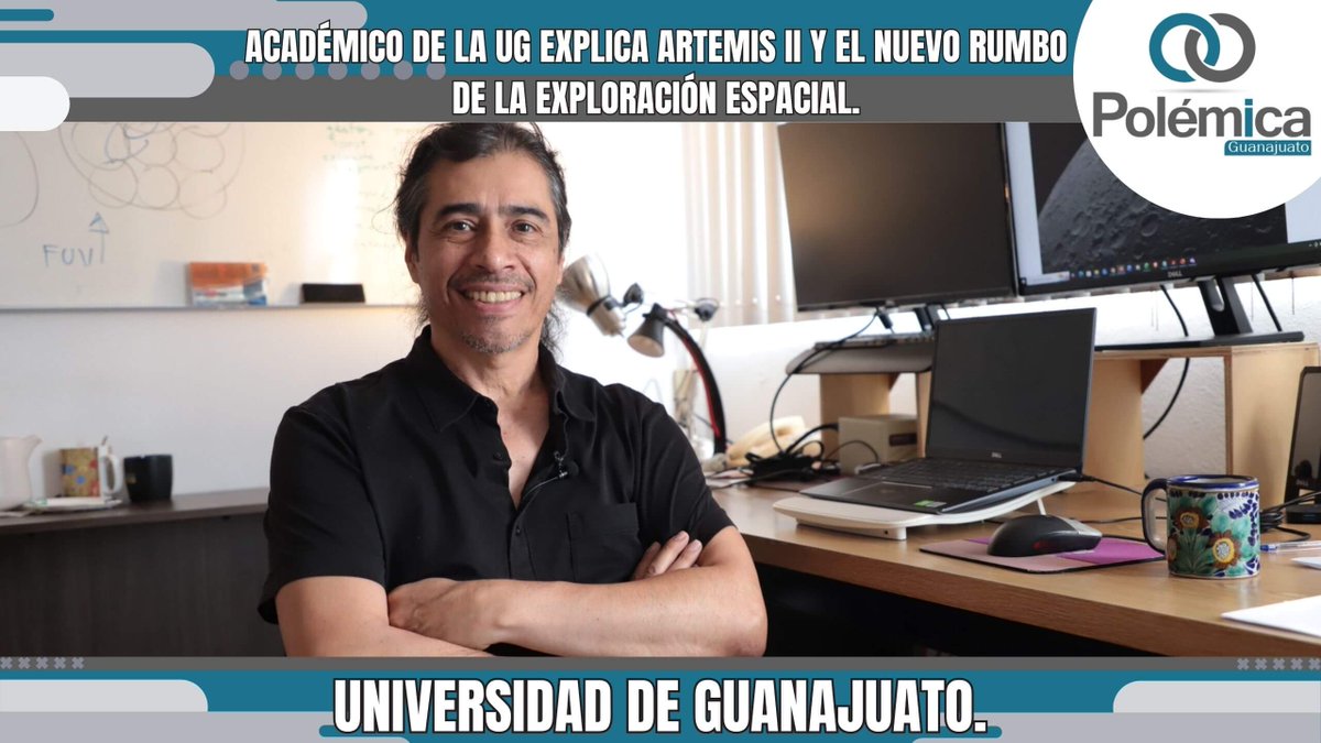 polemicagto1's tweet image. #UG #ARTEMIS_II 
Académico de la UG explica Artemis II y el nuevo rumbo de la exploración espacial 

@udeguanajuato 

A 57 años del primer alunizaje humano con el Apolo 11, la misión Artemis II ha marcado un suceso histórico en la exploración espacial. No solo representa un