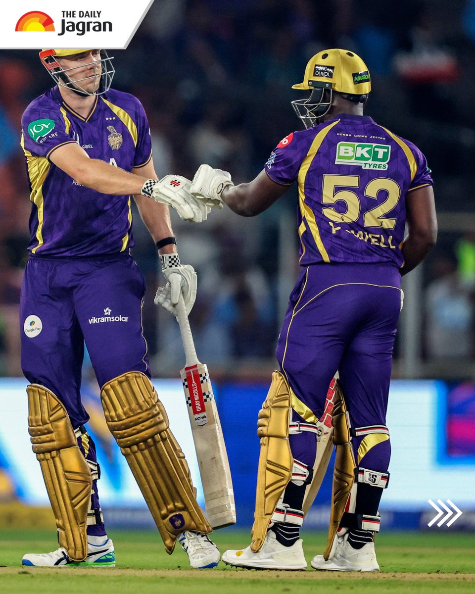 TheDailyJagran's tweet image. #InPics | Shubman Gill once again led from the front as Gujarat Titans chased down 181 in the final over to defeat Kolkata Knight Riders by five wickets. While Cameron Green played a stunning knock of 79 for Kolkata, it was not enough to stop Gujarat from registering their third