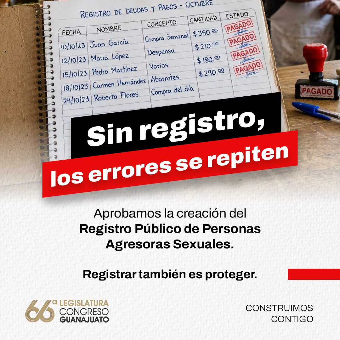 La información también construye prevención. 📚
<a href="/CongresoGto/">Congreso del Estado de Guanajuato</a> aprobó un registro público de personas agresoras, como parte de las medidas que buscan dar seguimiento a ciertos delitos y su registro formal. ⚖️
Un paso dentro de un tema que requiere atención constante.
#La66 🤝📜