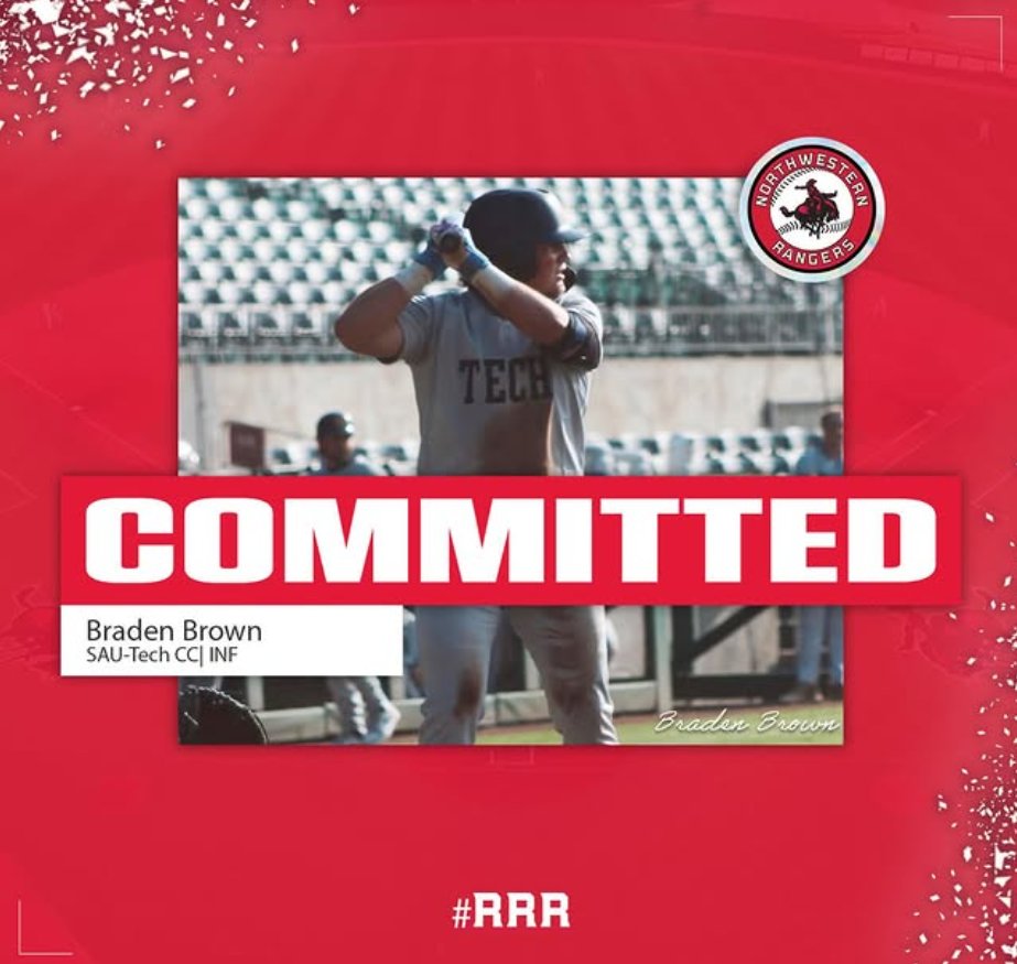 NWOSUBaseball's tweet image. Join us in welcoming Braden Brown to the Ranger Baseball family!

#RRR