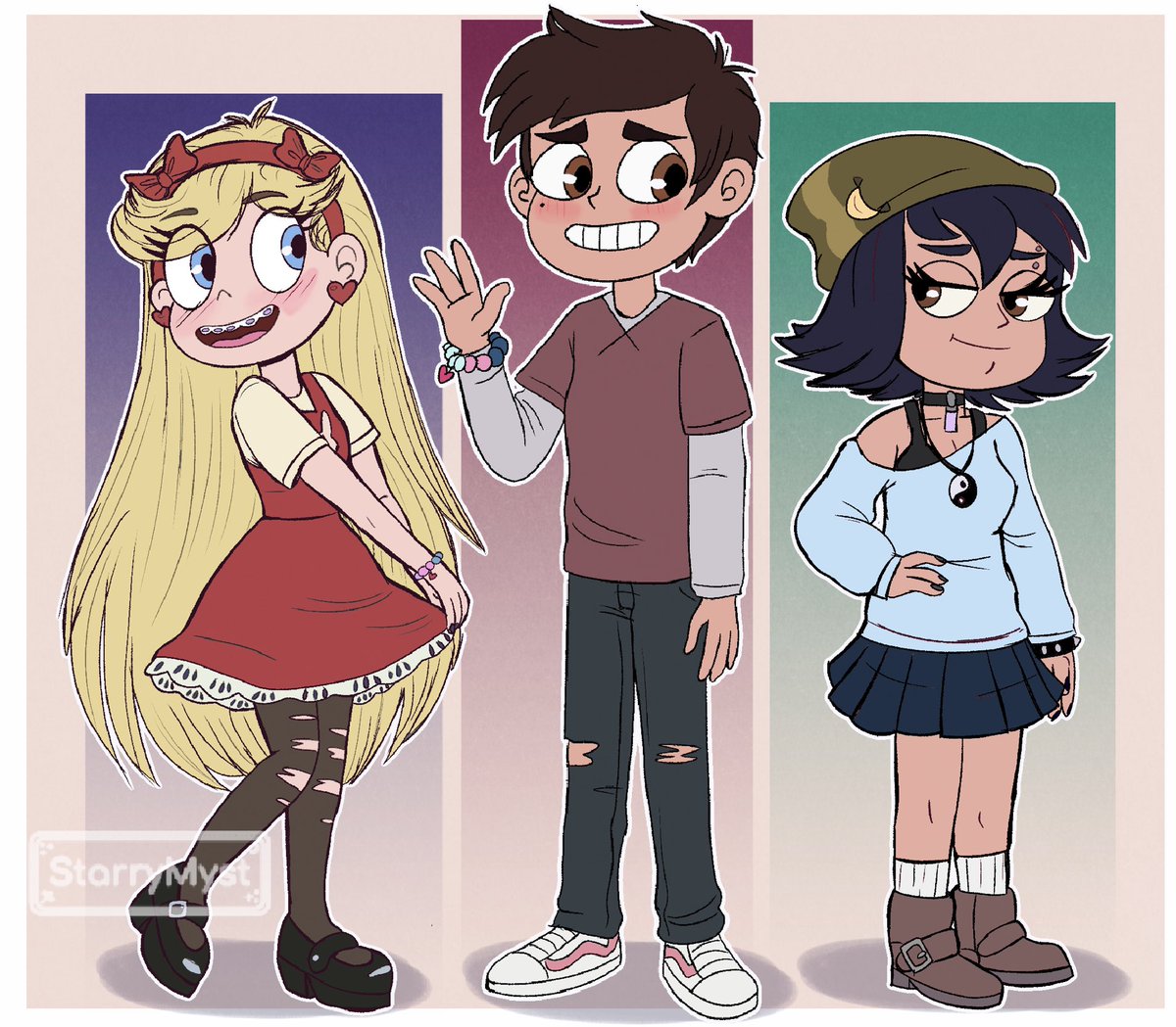 Designs for the trio for my new AU 🤙

Star doesn’t have cheekmarks in the beginning becuase it’s post-cleaved and she gains them back later. 🗿

•
#StarVsTheForcesOfEvil #Svtfoe #fanart #myart #art #disney #DisneyTVA #StarButterfly
#JannaOrdonia #MarcoDiaz #TomLucitor