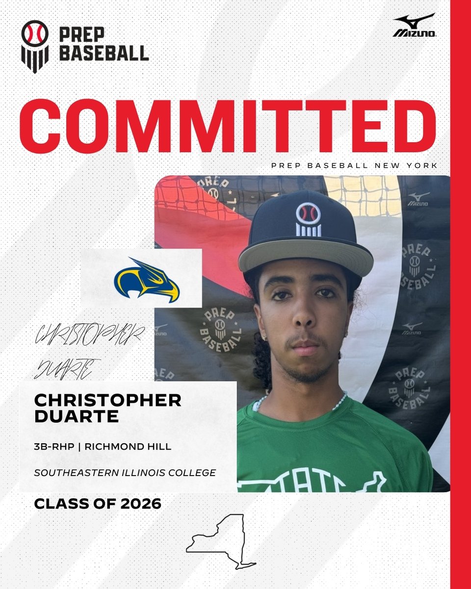 PrepBaseballNY's tweet image. 💥 Commitment Watch 💥 

2026 INF Christopher Duarte (Richmond Hill) has committed to Southeastern Illinois JC. 
#congrats #collegecommitment 

✅ 2024 NYS Games

Profile ⤵️ 
prepbsbl.com/4tWxiSd