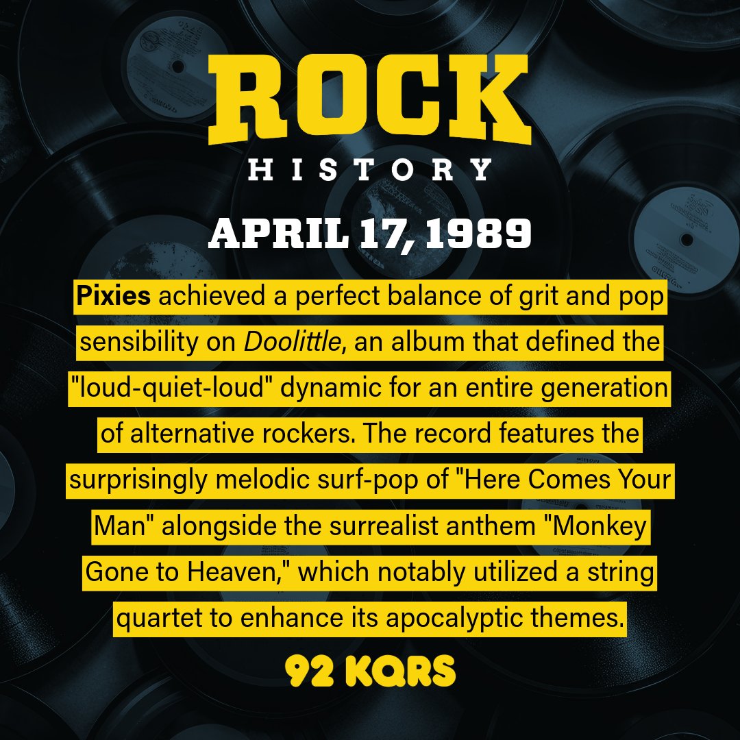 KQRadio's tweet photo. ROCK HISTORY: @PIXIES release Doolittle; @ryder__rox's third most-listened to album ever https://t.co/YO5p0UaDhl