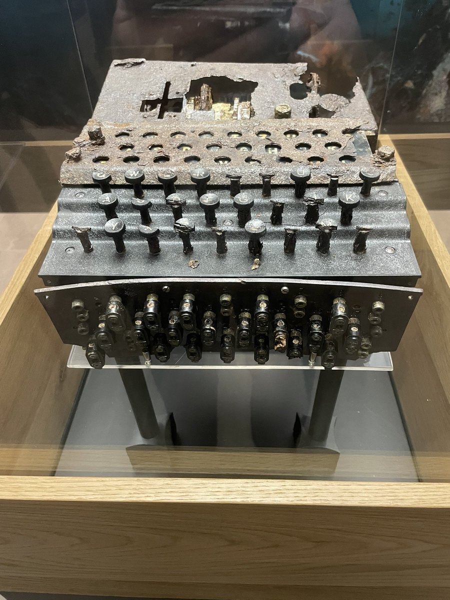 NigelMBaker1's tweet image. Unexpected discovery today at the fabulous Pivka Park of Military History in 🇸🇮: an M4 Naval #Enigma machine recovered years after the Royal Navy sank German minesweeper R15 in the Adriatic in 1944. The machine is accompanied by a great exhibition about Enigma, Turing, Bletchley.