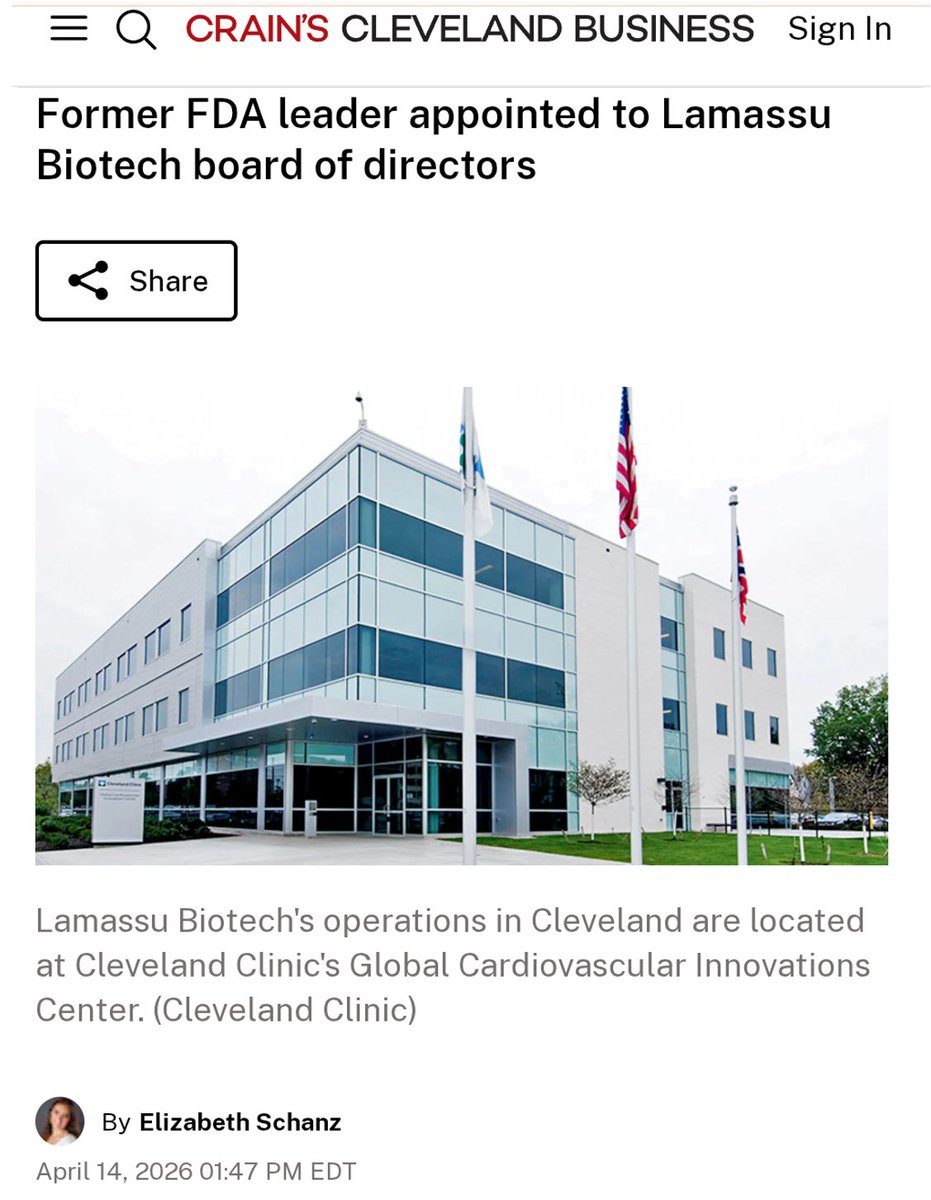 LamassuBioTech's tweet photo. @CrainsCleveland Business: 𝐅𝐨𝐫𝐦𝐞𝐫 𝐅𝐃𝐀 𝐥𝐞𝐚𝐝𝐞𝐫 𝐚𝐩𝐩𝐨𝐢𝐧𝐭𝐞𝐝 𝐭𝐨 𝐋𝐚𝐦𝐚𝐬𝐬𝐮 𝐁𝐢𝐨𝐭𝐞𝐜𝐡 𝐛𝐨𝐚𝐫𝐝 𝐨𝐟 𝐝𝐢𝐫𝐞𝐜𝐭𝐨𝐫𝐬 https://t.co/Zn88famVyP