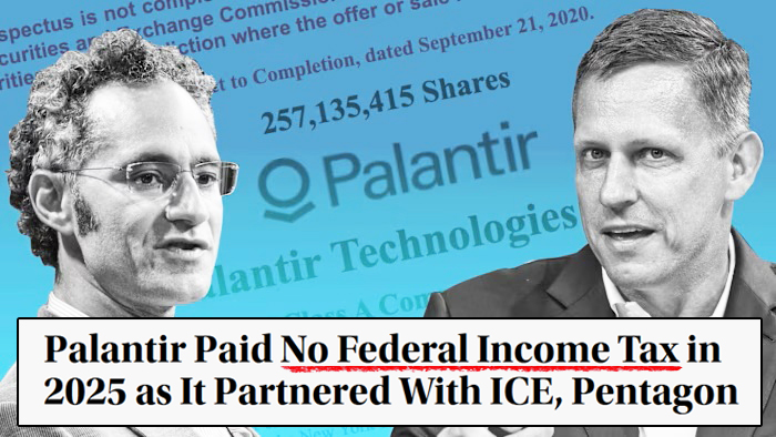 🚨Turns out Palantir paid ZERO in federal income tax in 2025, even after raking in $1.6B and securing a massive $10B contract with the Pentagon. I’m no fan of taxation, but it’s wild watching a surveillance firm side step the very taxation system it’s now being paid to enforce.