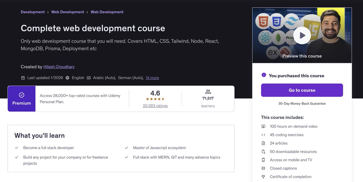 MrLabbrow's tweet image. I have decided to dive deeper into complete web development!

I’ve followed @Hiteshdotcom sir for a long time, so I finally bought his course on Udemy. 💻

Don't worry, Zipyshare updates will still continue running on the side. Time to level up! 🔥

(2/2) #Coding #Developer