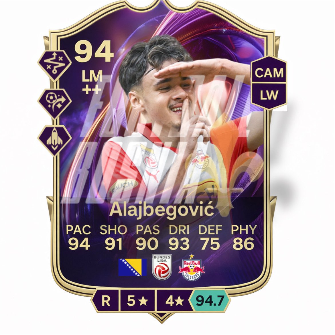 Kerim Alajbegović has received a TOTS Breakthrough card in EAFC rated 94 🤯🇧🇦

#Bosnia #BiH #Alajbegovic #EAFC #FUT #TOTS #rbsalzburg