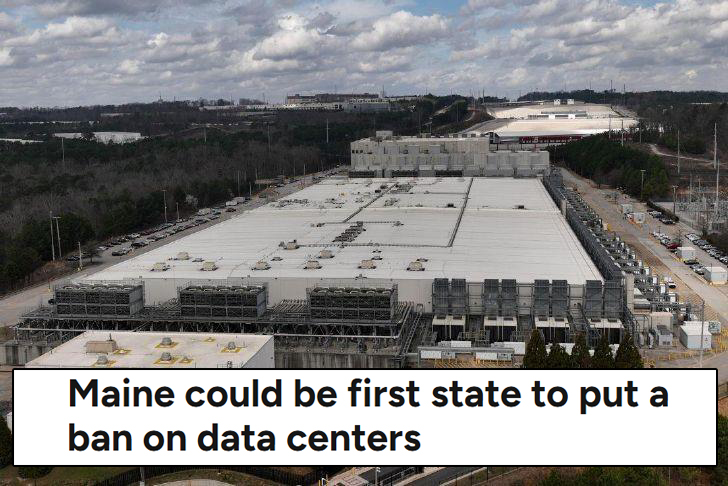 JasonBassler1's tweet photo. ICYMI: Maine could be the first state to sign into law a bill banning data center development. I'm no fan of bans or government "solutions", but the revolution against the surveillance state starts with someone unplugging the server farms. This is a win... for now. https://t.co/OOBEx9jZHl