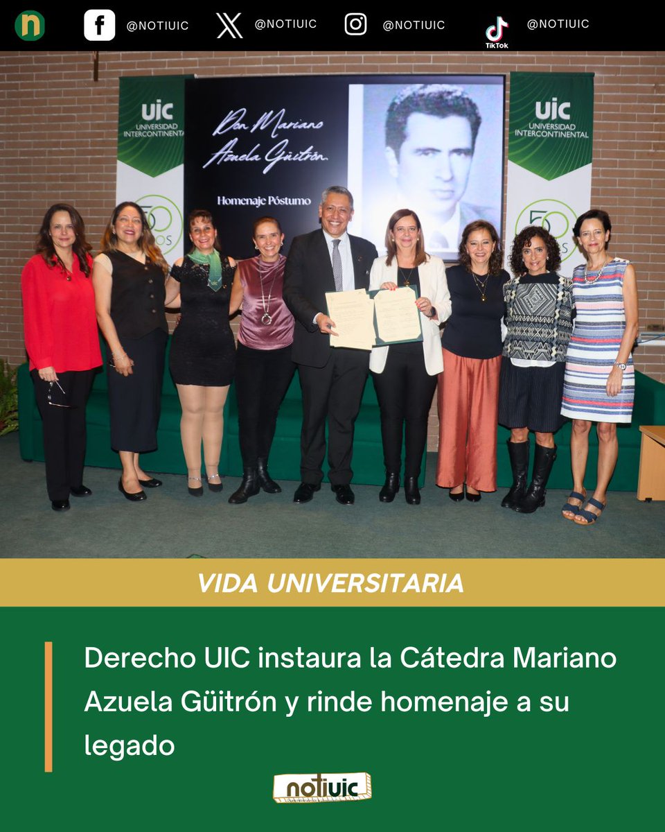 notiuic's tweet image. La #UIC, a través de su #LicenciaturaEnDerecho , agradece profundamente la presencia de las ministras, magistrados y destacadas personalidades del ámbito jurídico que nos acompañaron en la instauración de la Cátedra #MARIANOAZUELA Güitrón.
uic.mx/noticias/derec…