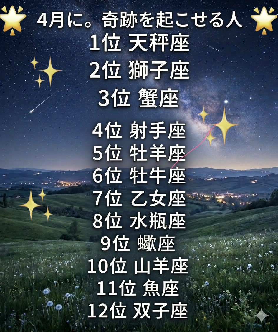 🌟We’ve still got half the way to go, so let’s keep at it, everyone.✨✨
Someone who can miraculously make something happen in April.💓✨🌿