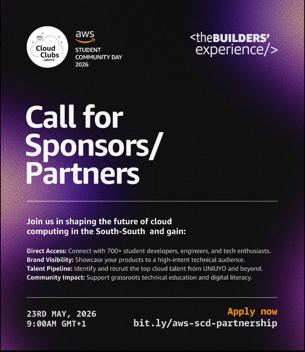 AWS STUDENT BUILDER GROUP (UNIUYO) tweet media