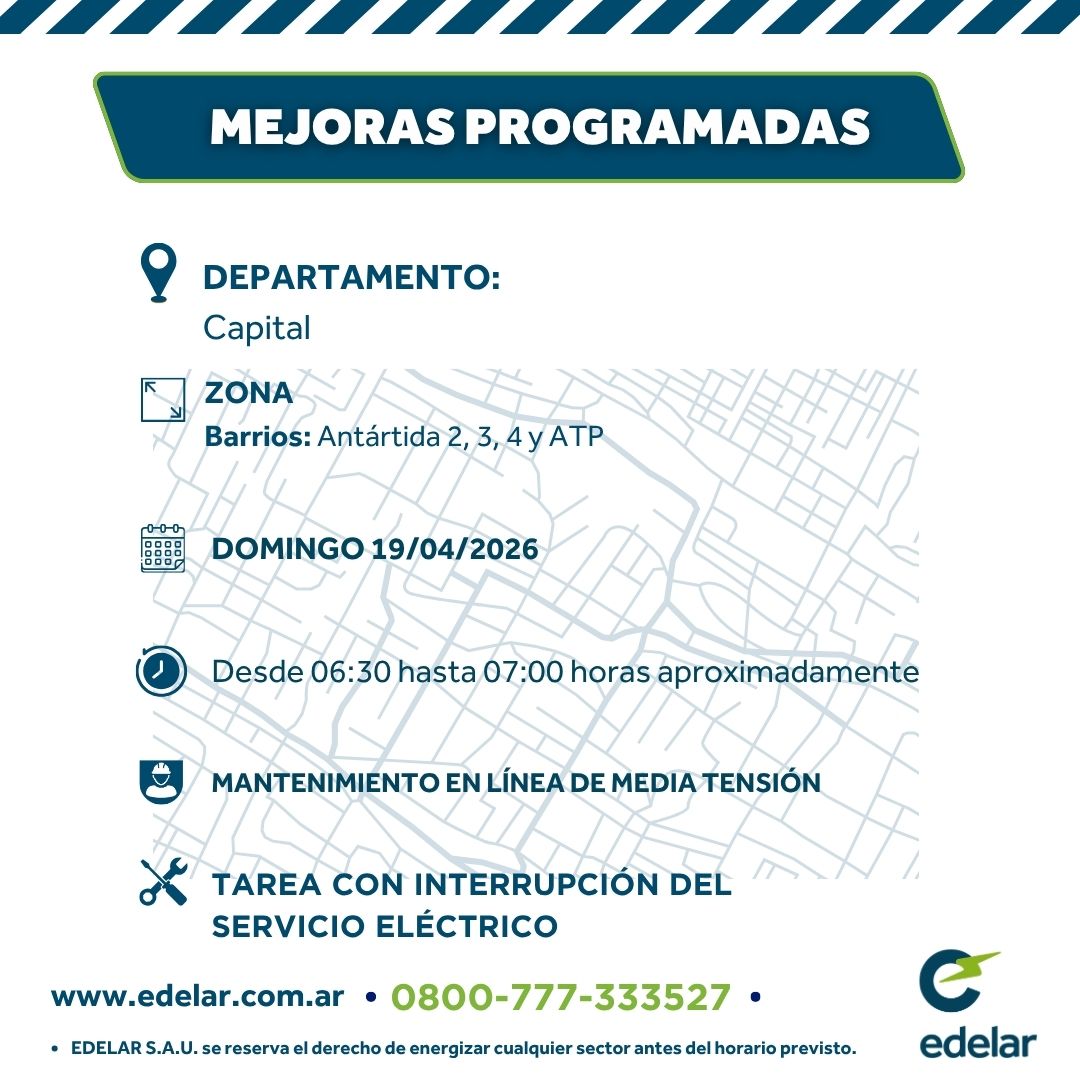 EdelarSAU's tweet image. #MejorasProgramadas 

Depto: Capital