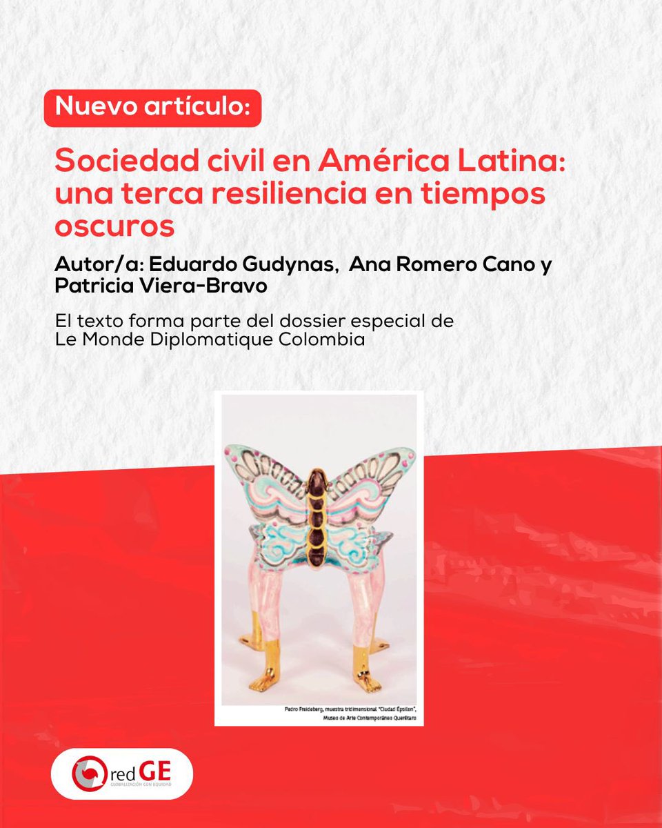 RedGEPeru's tweet photo. La sociedad civil en América Latina enfrenta nuevos desafíos, tensiones y también oportunidades para impulsar cambios.

Compartimos el artículo de Eduardo Gudynas, Ana Romero (RedGE) y Patricia Viera-Bravo (Univ. Valparaíso, Chile)

👉🏽 https://t.co/BHY2KRdr13 https://t.co/2QigfHgZ9i