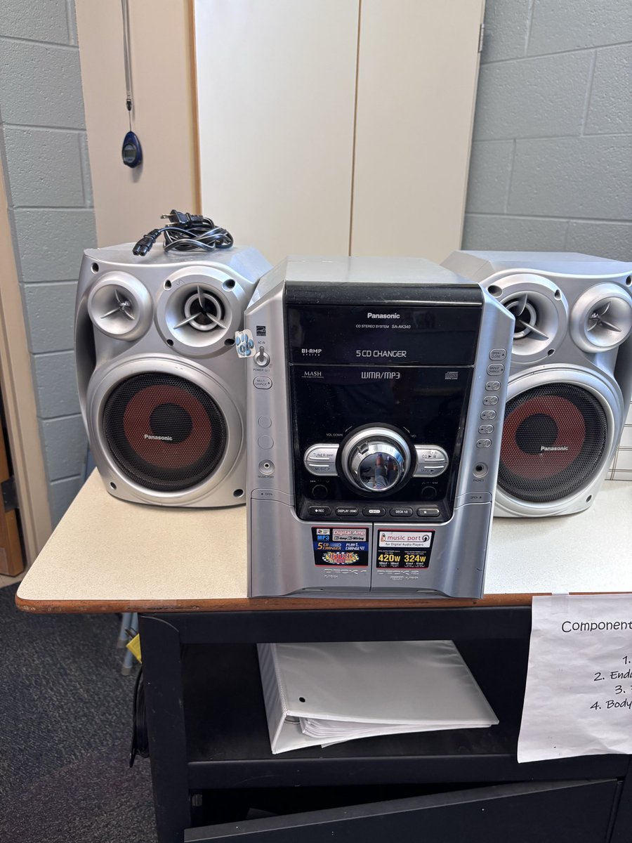 NBE_PE's tweet image. A salute to an old friend 🫡! We are grateful for a newly updated sound system in the gym… but we will never forget the good moments with the stereo system and aux cord! 😁 #hse @NBEbulldogs #physed #music