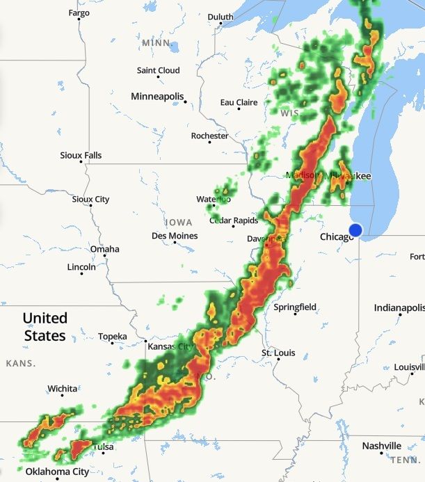 CraigLincolnSF's tweet photo. It's another Tornado Watch.
Hail &amp; rain are predicted.
The future RADAR from this evening show the storm will stretch from Oklahoma to Canada.
This RADAR looks like the derechos from July 15, 2024, and August 10, 2020.
Stay safe. Call us if you need help.
https://t.co/2yAJCcOPrO https://t.co/HfgH4uNclj