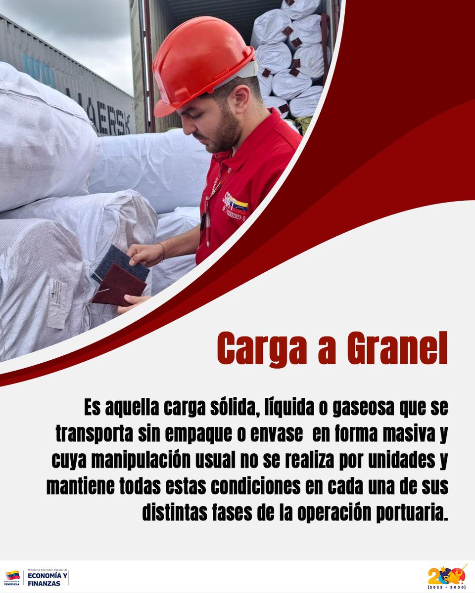 ¿Sabes qué es la Carga a Granel? 🇻🇪❤️

Se trata de toda mercancía (sólida, líquida o gaseosa) que se transporta de forma masiva, sin empaque ni envase individual.

#Seniat #Venezuela