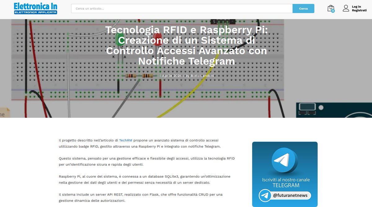 techrmcom's tweet image. 🔍 Discover what's new! Thanks to Elettronica In magazine @elettronica_in for the quote of the article: RFID gate access control system. Advanced integration with Raspberry Pi and Telegram by techrmcom: ei.futuranet.it/2024/04/04/tec… 🤔 What do you think? Let us know! #ESP32 #OpenSource