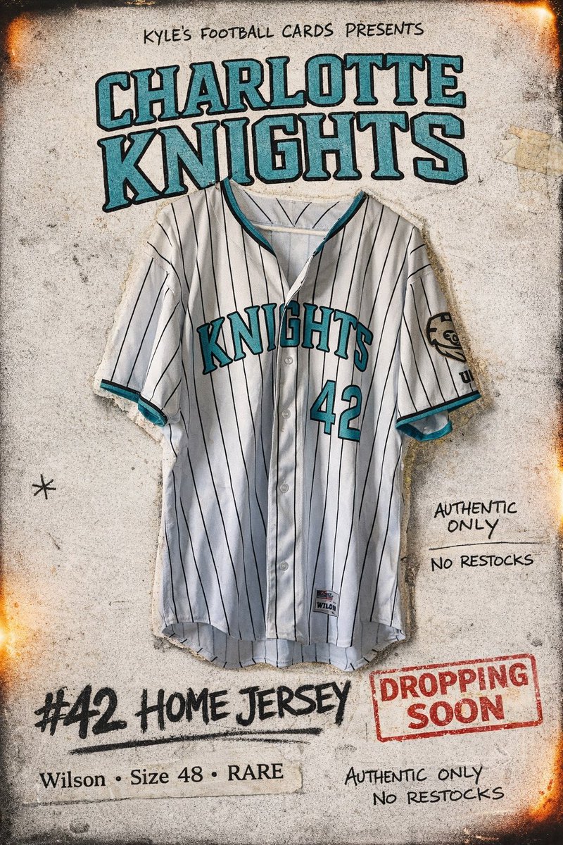 kjacks677's tweet photo. 🚨 DROP ALERT 🚨

Men’s Wilson Charlotte Knights #42
Home Jersey (Sz 48) — RARE 💎

Vintage Wilson era. Clean pinstripes.
Once it’s gone… it’s GONE.

🛒 SHOP NOW:
https://t.co/woDH3tm8XS

🔥 30% OFF CODE: KYLEFAN30

📉 No restocks
📦 Ships fast
🌎 Worldwide shipping

Don’t get left behind… LOCK IN NOW.

#kylesfootballcards #charlotteknights #milb #minorleaguebaseball #baseballjersey #vintagejersey #rarejersey #jerseycollector #sportswear #streetwear #limiteddrop #shopify #instagramshop #reseller #hypewear

@Shopify @ShopifyRebels @ShopifyDevs @ShopifyEng