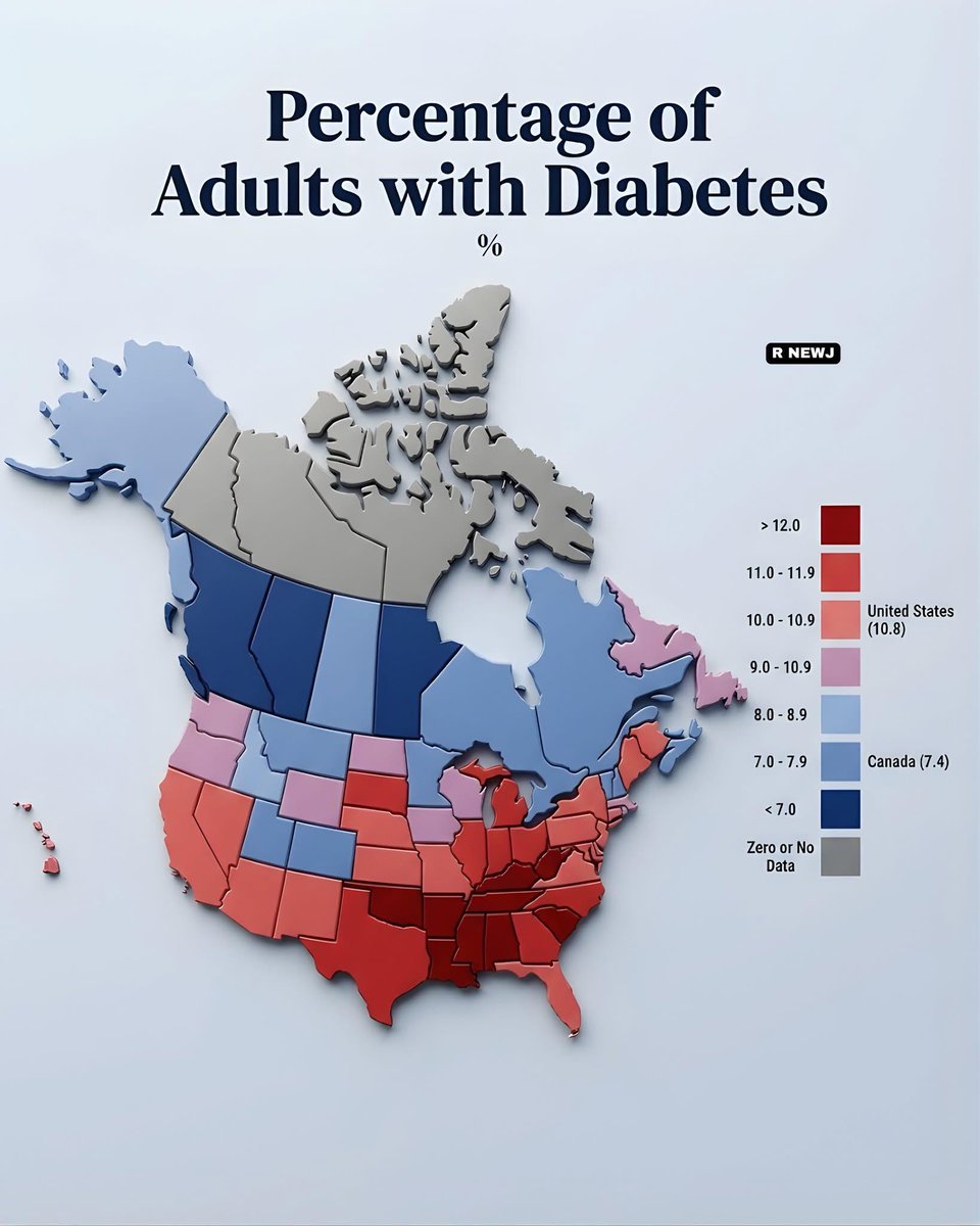 onlmaps's tweet photo. Percentage of Adults with Diabetes https://t.co/DBSk3szci5