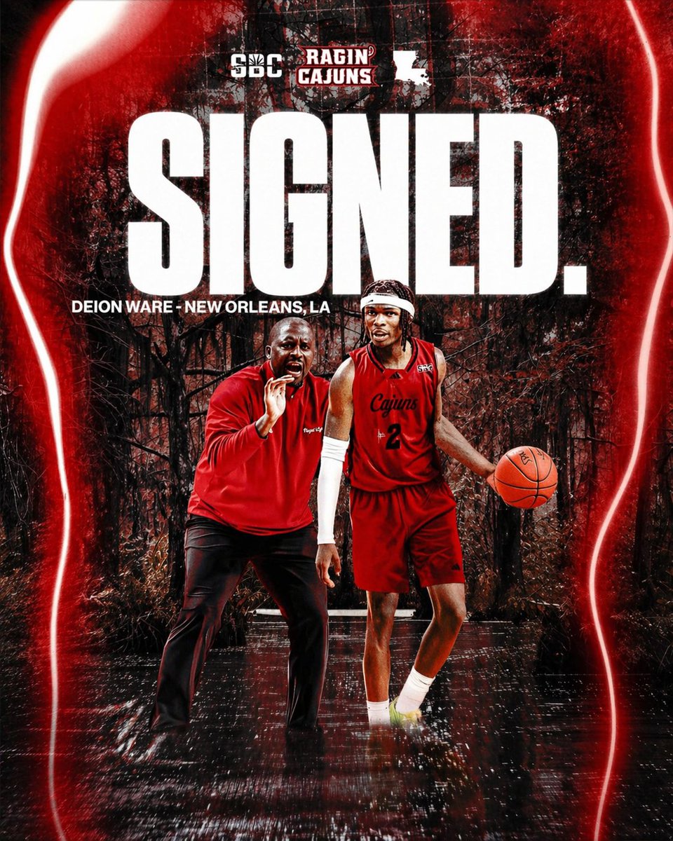 RaginCajunsMBB's tweet photo. From New Orleans to Lafayette, Welcome to the family Deion!

#GeauxCajuns https://t.co/WvkSPiLDGI