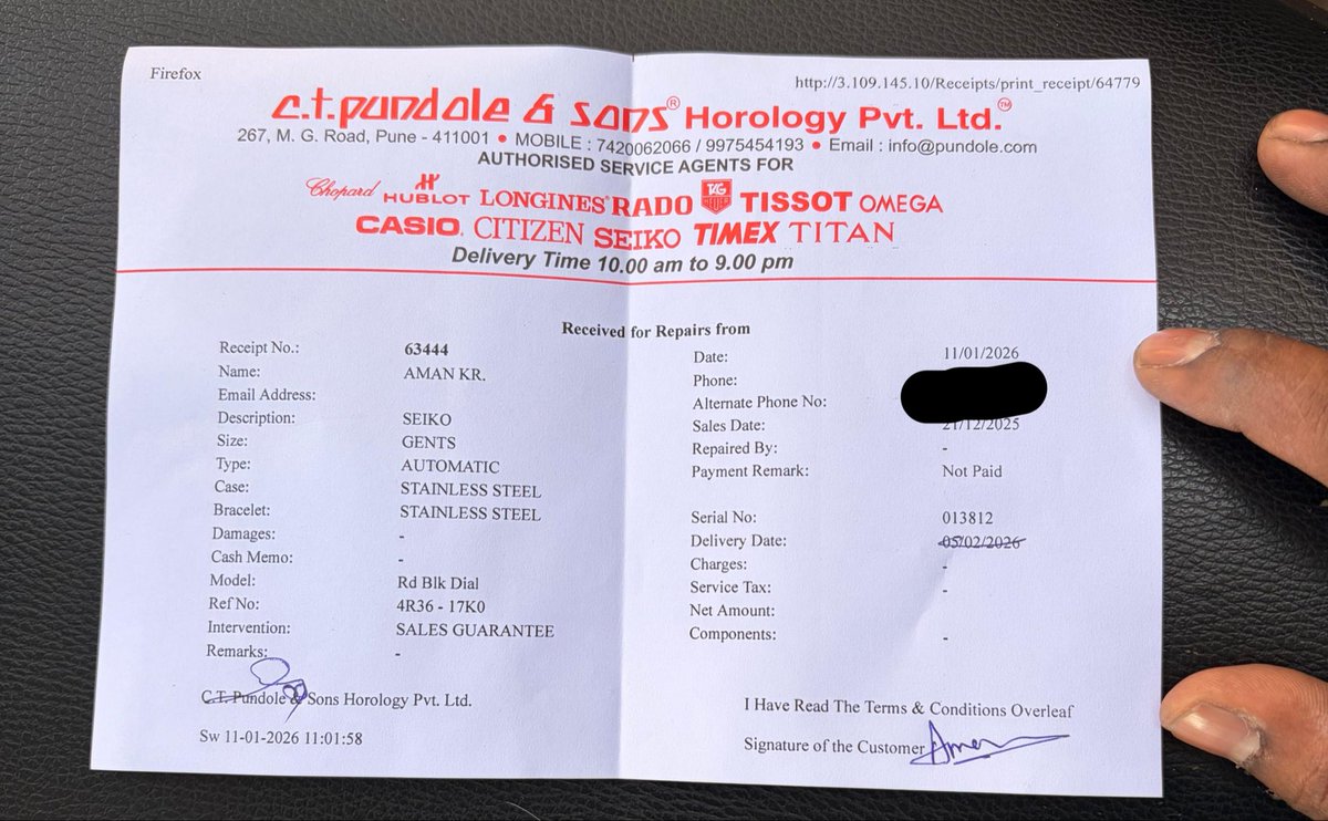 noisy_dude_'s tweet image. Brand-new Seiko watch given for service, job sheet: NO DAMAGE. Crystal chipped in their custody. Contradictory replies, no OEM details. Still shipped without consent to unconfirmed address during active consumer court case. Ticket: #19876
@seikowatches @SeikoIndia #ConsumerRight