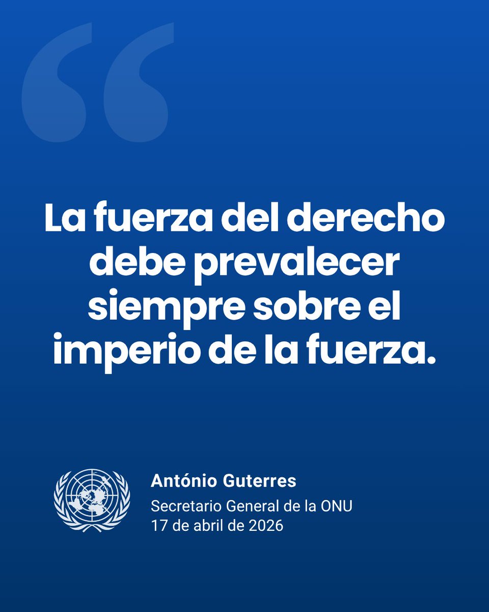 En el 80.º aniversario de la Corte Internacional de Justicia <a href="/CIJ_ICJ/">CIJ_ICJ</a>, <a href="/antonioguterres/">António Guterres</a> reafirma su papel fundamental en la justicia y el derecho internacional, destacando:

“La fuerza del derecho debe prevalecer siempre sobre el imperio de la fuerza”.

Declaración completa en