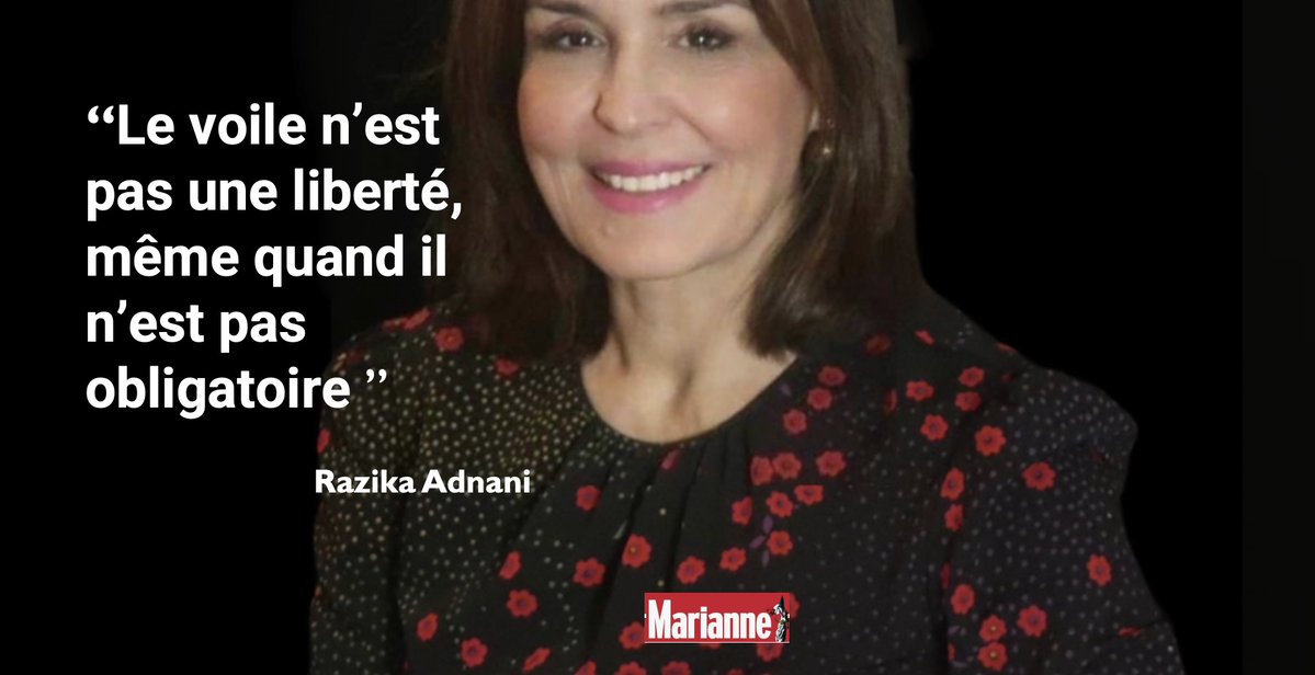 RazikaAdnani's tweet image. "Le voile n'est pas une liberté, même quand il n'est pas obligatoire" 
Ma tribune publiée par @MarianneleMag 
⬇️
 razika-adnani.com/razika-adnani-… 
#Voile #Liberté #Femme #Islam