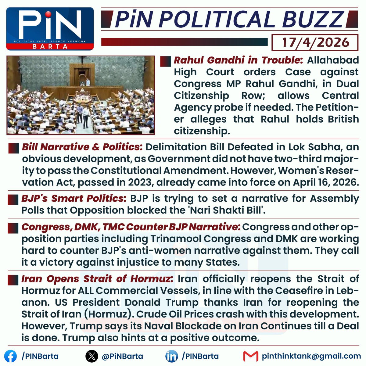 PiNBarta's tweet photo. 📌 PiN Political Buzz - April 17, 2026. #PiN #PoliticalBuzz #PoliticalNews https://t.co/tY3nWB4pg2