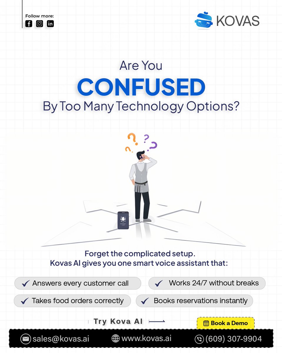 kovavoiceai's tweet image. Smarter calls, faster service. AI Voice Assistant for restaurants in NJ by Kovas AI handles orders &amp;amp; bookings 24/7—no missed calls, no chaos.
.
Try the demo: your-demo-url.com
.
#AI #VoiceAI #RestaurantTech #Automation #FoodTech #NJBusiness