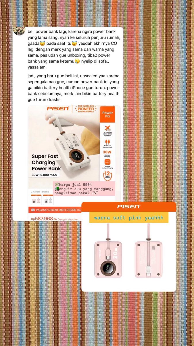 yourbubhere's tweet photo. wts wtb power bank powerbank pink #zonauang https://t.co/Qpmu99d6En