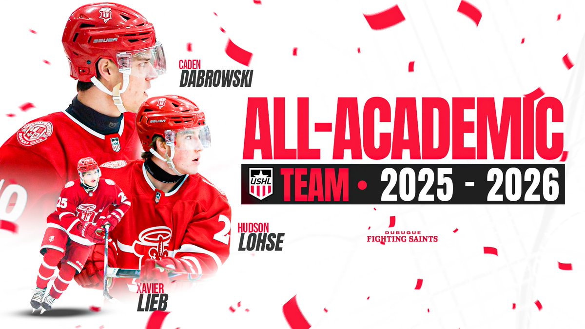 fightingsaints's tweet image. Saints Scholars 🎓

Caden Dabrowski, Xavier Lieb and Hudson Lohse have been named to the 2025-26 @USHL All-Academic Team! 

Read more on our website. #LetsGoSaints