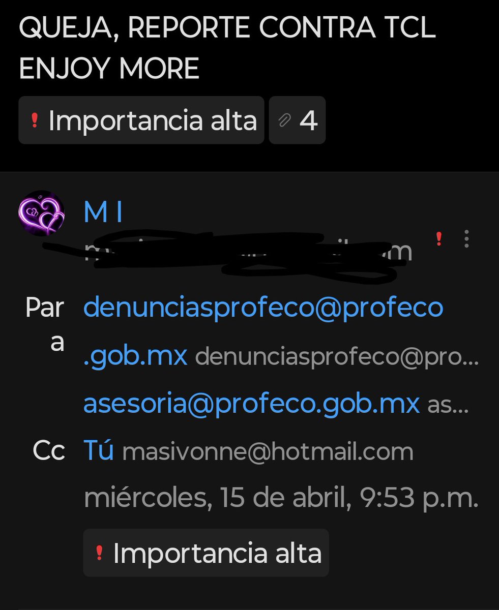 Masivonne71's tweet image. @Profeco Mandé una queja a estos correos. Por favor una respuesta para seguimiento. #Tcl #Queja #Tclpantalla @TCL_Global @TCL_Global @TCL_TV_FR
