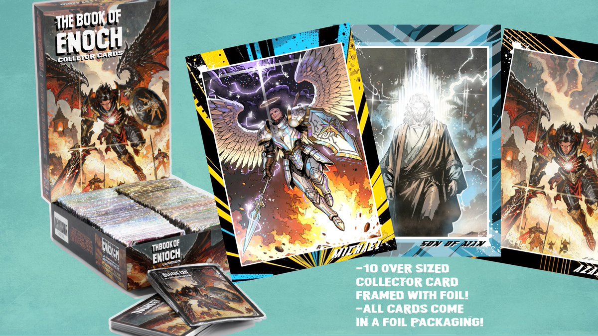 PatrickThomasP1's tweet image. 🔥 NEXT WEEK 🔥
 THE BOOK OF ENOCH goes LIVE.
📖 Softcover + Hardcover
🃏 10 collectible trading cards (foil 🔥)

Art by @SergioCariello 
By Patrick Thomas Parnell
👉 Sign up:
 kickstarter.com/projects/patri…

#BookOfEnoch #Kickstarter #IndieComics