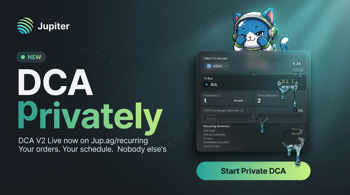 🚨 Jupiter DCA V2 is live Private orders. Small cap support. Price ...