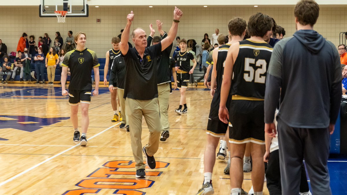 StOlafAthletics's tweet photo. From @TheNoujFOX9:

"I'm an Ole from head to toe." - @StOlafMBB head coach Dan Kosmoski on his retirement.

WATCH: https://t.co/08xTSKqawz

#UmYahYah | #OlePride | #d3hoops https://t.co/eAsgycP8l4