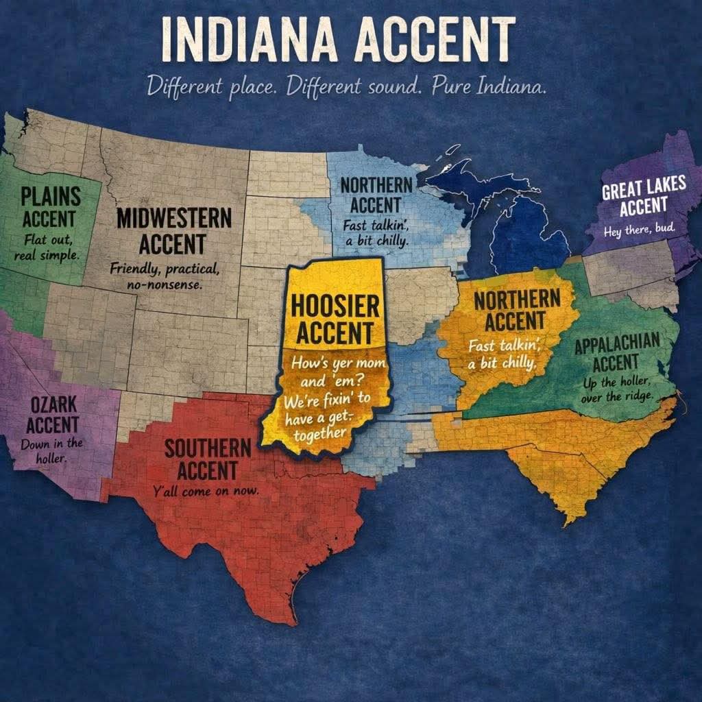 CindyBVB1's tweet image. #Indiana translation system: “Not too far”= 25 minutes“Traffic’s bad” - there are more than 6 cars at the light “Winter wasn’t  bad”-everybody slid at least once “Backroads are quicker =you are about to pass barns, beans, and a guy on a mower who definitely knows your cousin!