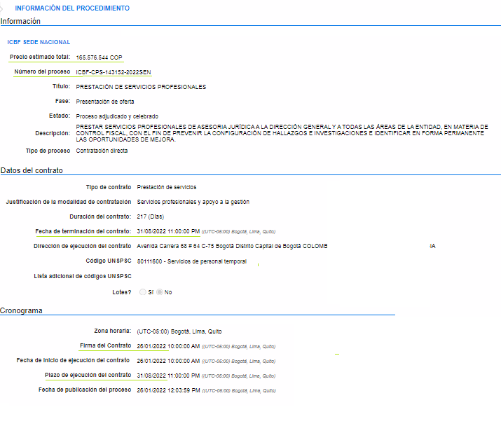 Aquí está el registro de los contratos en el SECOP entre la firma de abogados de Abelardo de la Espriella y el ICBF por un total de 560 millones. ¿Ya esto el candidato se lo dijo el país?